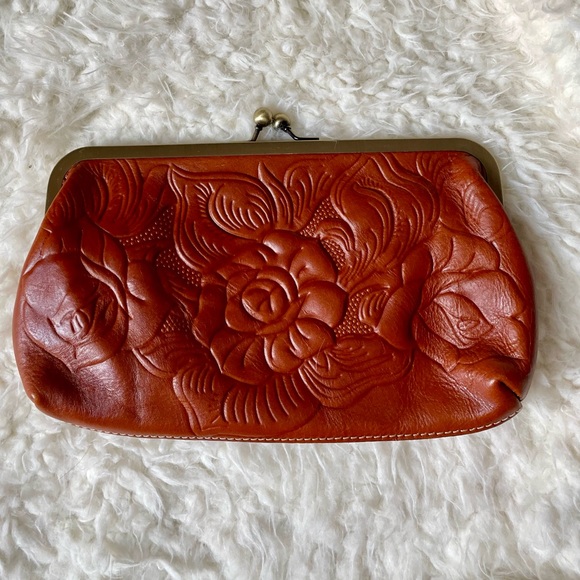 Patricia Nash Handbags - Patricia Nash Italian Leather Clutch, Embossed Leather, Whiskey Brown